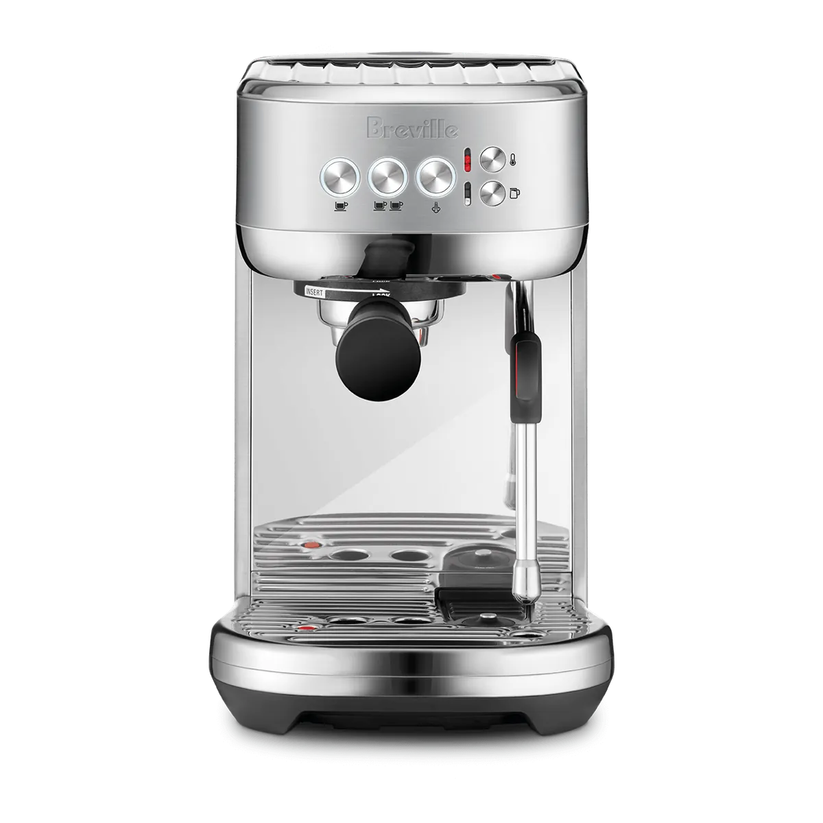 Breville Bambino Plus espresso machine in brushed stainless steel