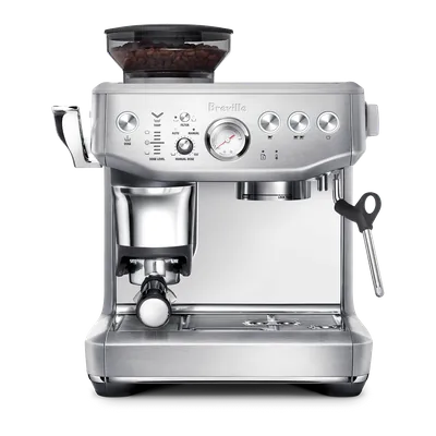 Breville Barista Express Impress espresso machine in brushed stainless steel