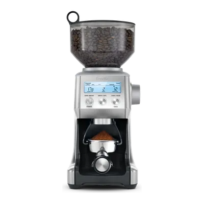 Breville Smart Grinder Pro coffee grinder in brushed stainless steel