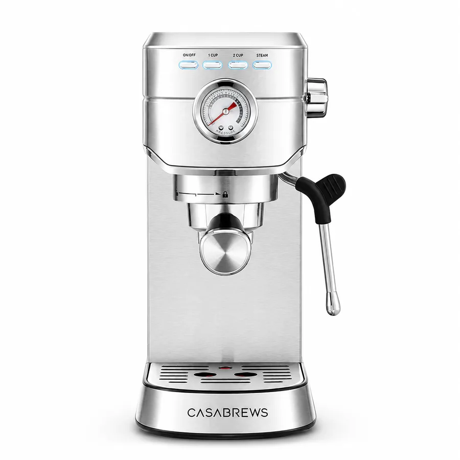 Casabrews CM5418 espresso machine in silver stainless steel